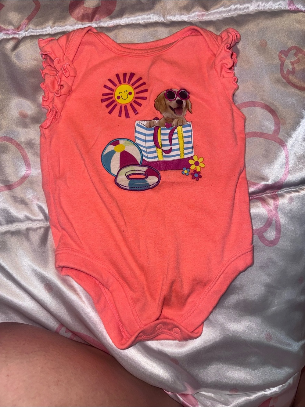 Garanimals Coral Ruffle-Sleeve Puppy Beach One-Piece